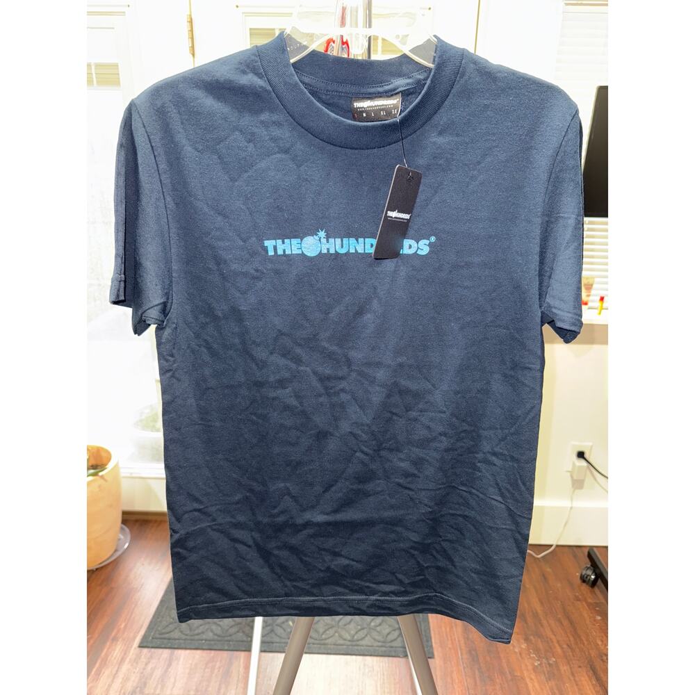 The Hundreds Bar Logo Tee Men's Small Navy Blue NWT Streetwear Y2K Adam Bomb